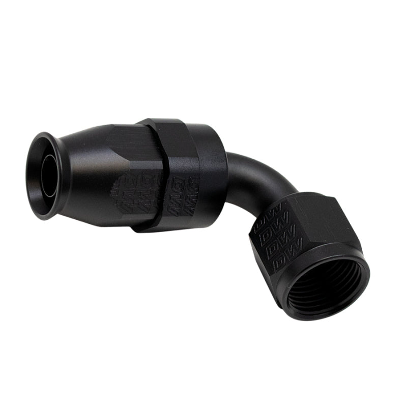 DeatschWerks 8AN Female Swivel 90-Degree Hose End PTFE (Incl 1 Olive Insert) - Anodized Matte Black 6-02-0856-B 6-02-0856-B Photo - Primary