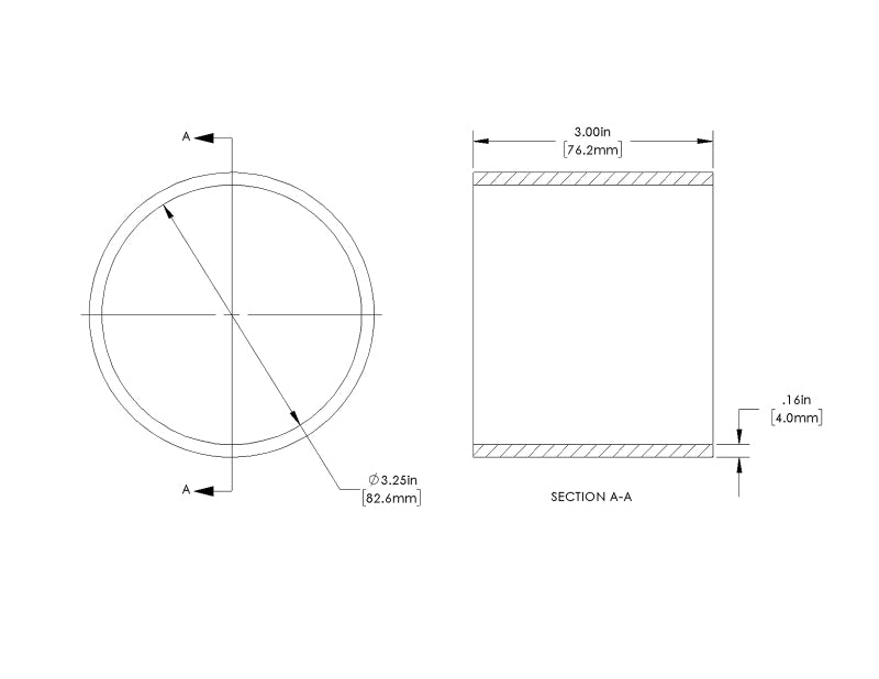 aFe POWER Universal Products Coupler Kit 3-1/4in ID x 3in L - Black 59-00218 59-00218 Technical Drawing