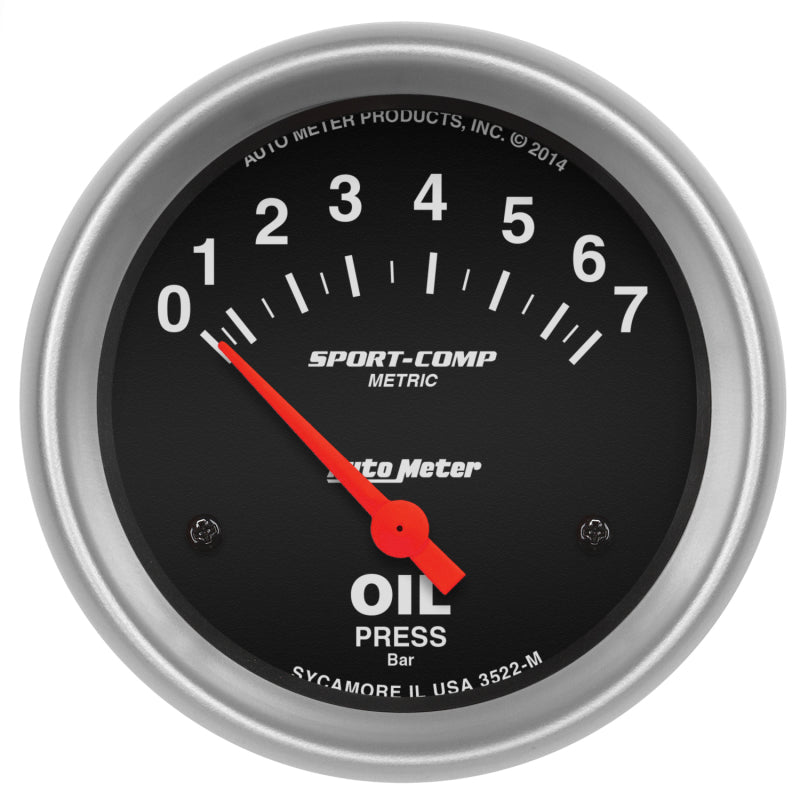 Autometer 2-5/8" Oil Pressure, 0-7 Bar, Air-Core, Sport-Comp 3522-M Photo - Primary