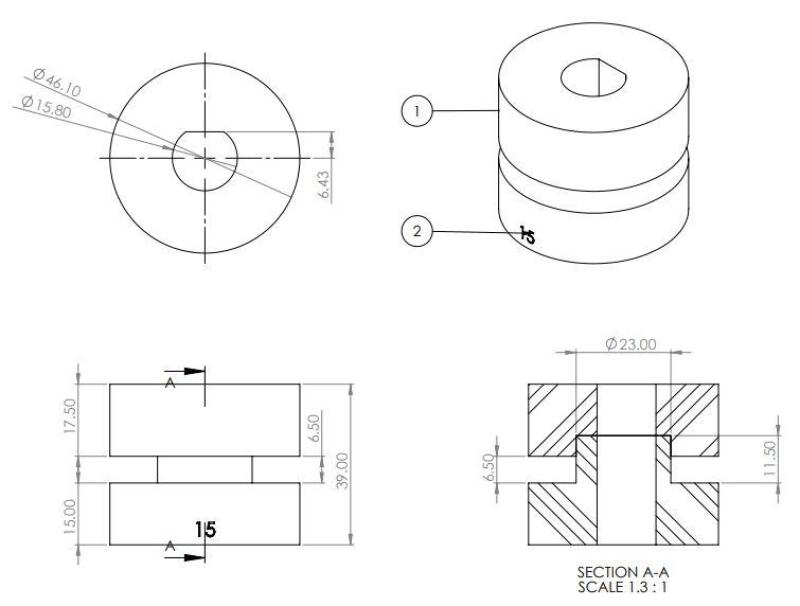 Superpro Front Shock Absorber Upper Bushing Kit SPF5488K SPF5488K Technical Drawing