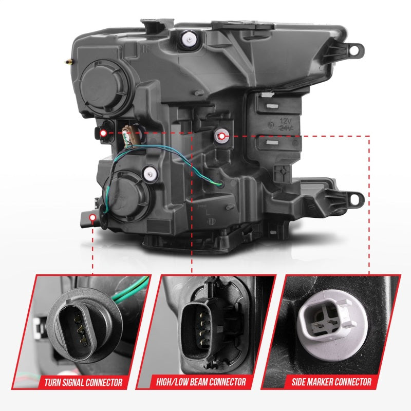 ANZO 2018-2020 Ford F-150 Projector Headlight w/ Plank Style Switchback Black Housing 111509 111509 Photo - Unmounted