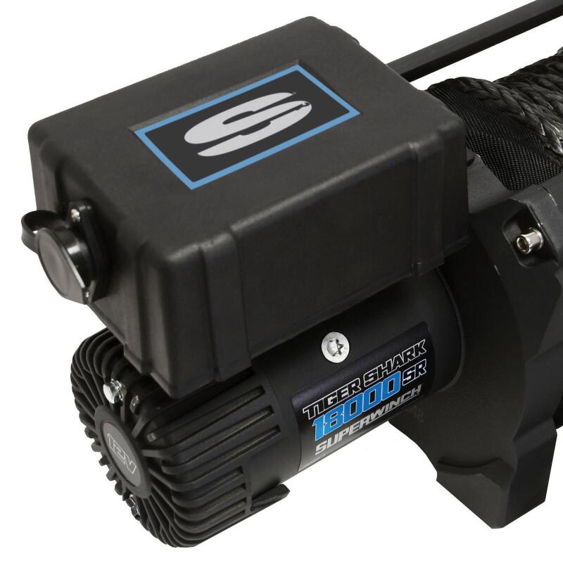 Superwinch 18000 LBS 12V DC 33/64in x 79 ft Synthetic Rope Tiger Shark 18000SR Winch 1518001 1518001 Photo - Close Up