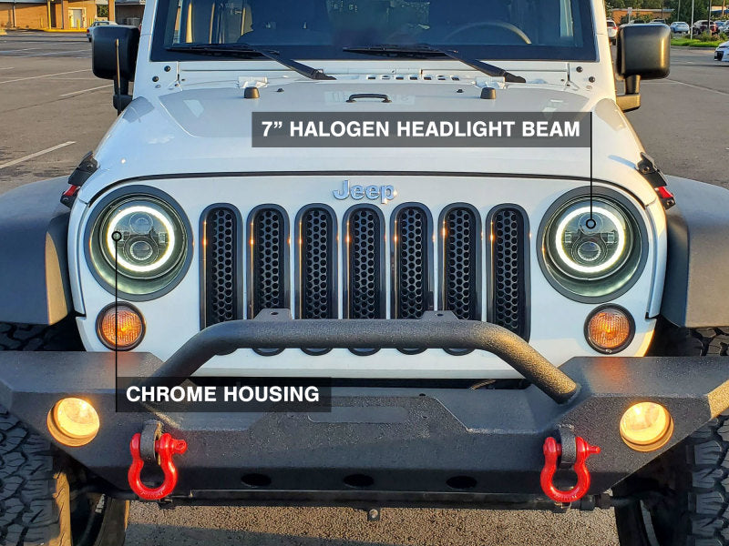 Raxiom 07-18 Jeep Wrangler JK LED Halo Headlights- Chrome Housing (Clear Lens) J121871 J121871 Photo - Close Up