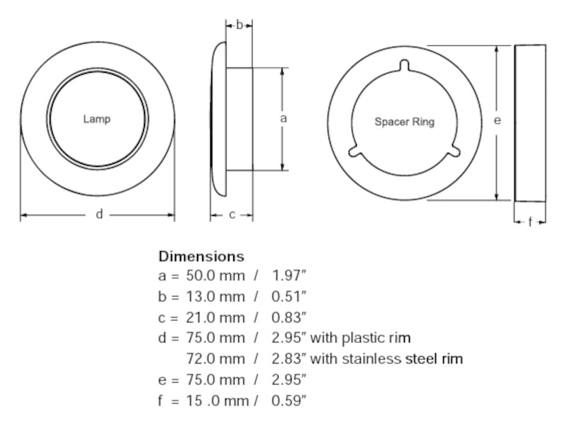 Hella Courtesy Lamp Rnd Red Md12 Ss Rim 2Xt 980507221 980507221 Technical Drawing