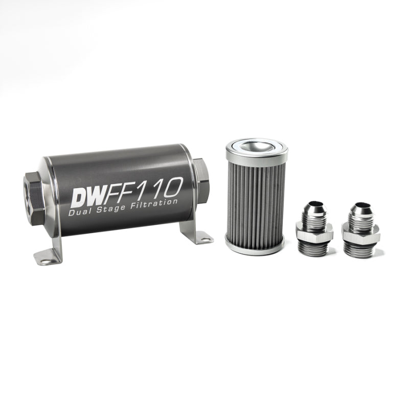 DeatschWerks '-8AN, 40 micron, 110mm In-line fuel filter kit 8-03-110-040K-8 Photo - Primary