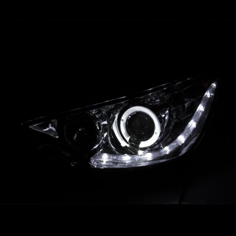 Anzo 2012-2013 Hyundai Accent Projector Headlights w/ Halo Black (CCFL) 121476 Photo - Mounted