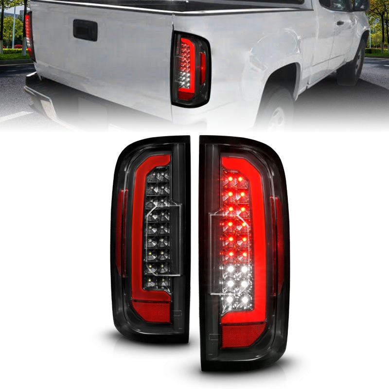 ANZO 15-21 GMC Canyon Full LED Taillights w/ Red Lightbar Black Housing/Clear Lens 311434 311434 Photo - Primary