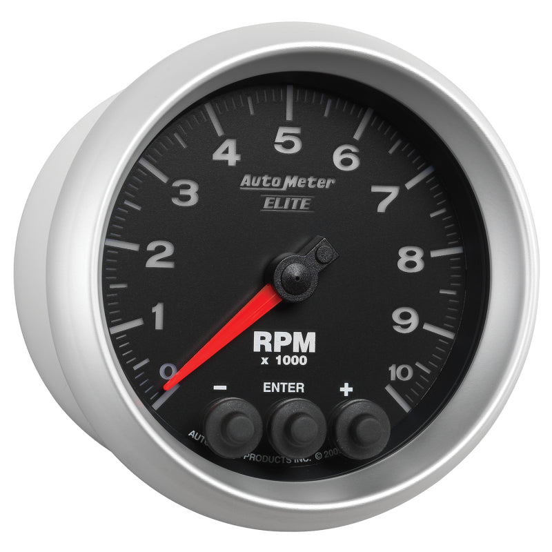 Autometer Gauge, Tach, 3 3/8", 10k Rpm, In-Dash w/ Shift Light & Peak Mem, Elite 5697 User 5
