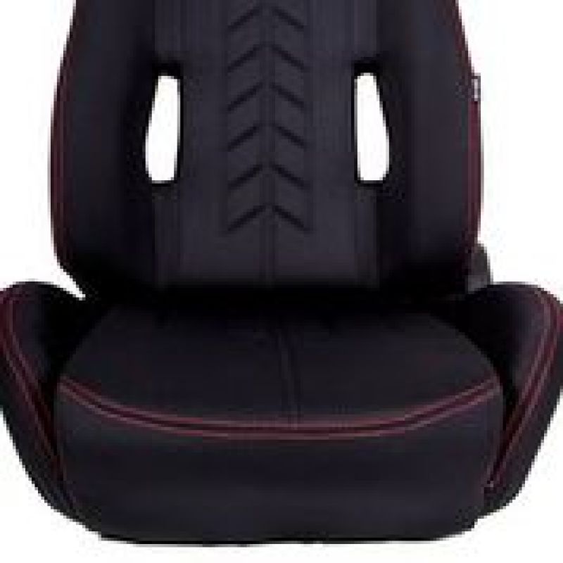 NRG "The Arrow" Cloth Sport Seat Black w/ Red Stitch w/ logo RSC-800L/R User 1