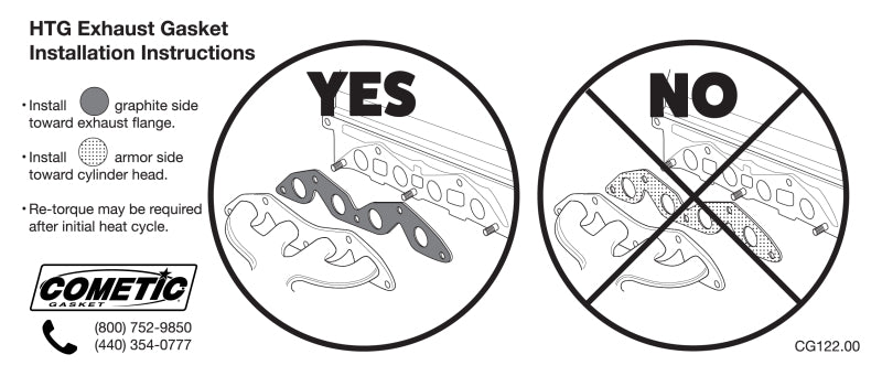 Cometic Gasket Cometic Ford 302/351 Small Block V8 .094in HTG Exhaust Manifold Gskt Set-1.750in x 1.250in Oval Port C15306HTG C15306HTG Installation Instructions