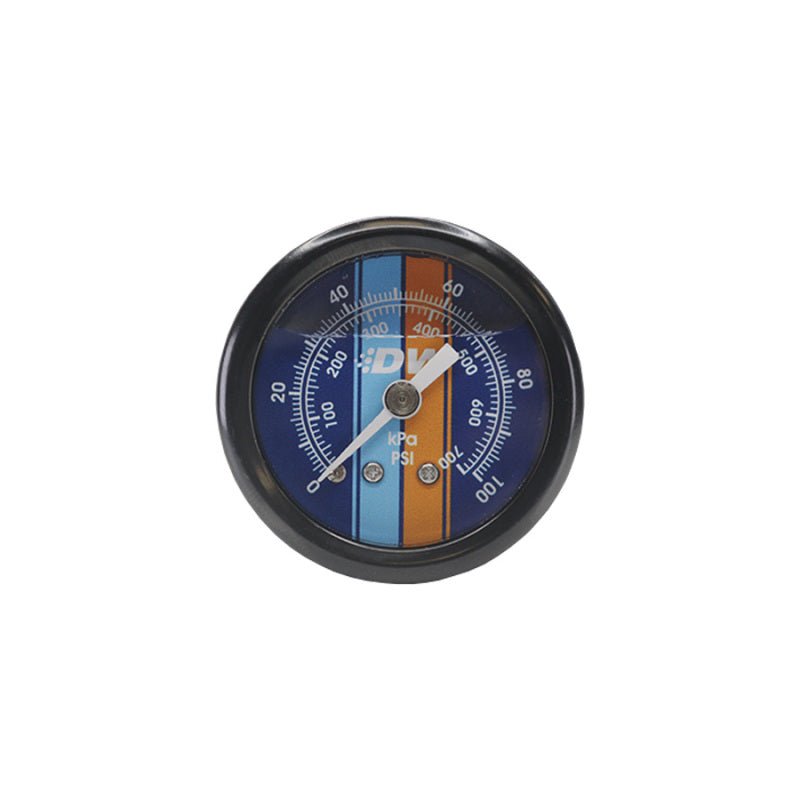 DeatschWerks 0-100 PSI 1/8in NPT Mechanical Fuel Pressure Gauge 1.5in Diam. Black Housing Blue Face 6-01-G2L 6-01-G2L Photo - Primary