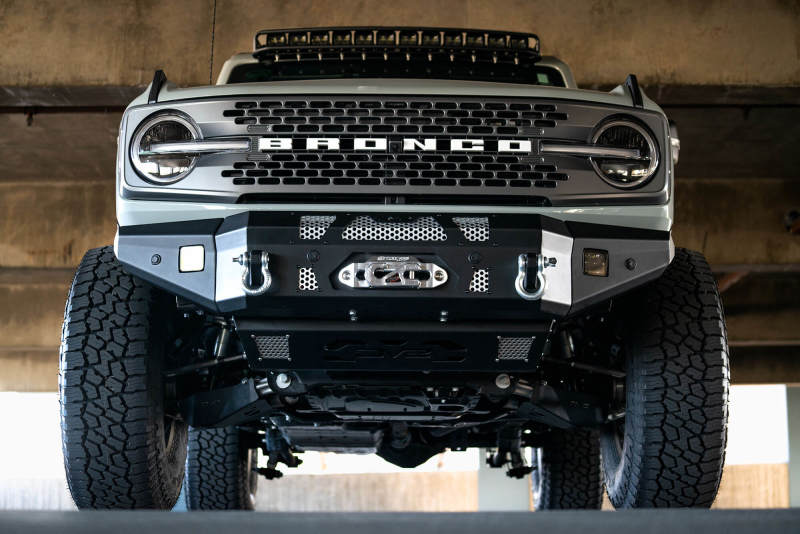 DV8 Offroad 2021+ Ford Bronco Front Bumper Winch Capable w/ Optional Bull Bar/Aux Light Opening FBBR-01 FBBR-01 Photo - Mounted