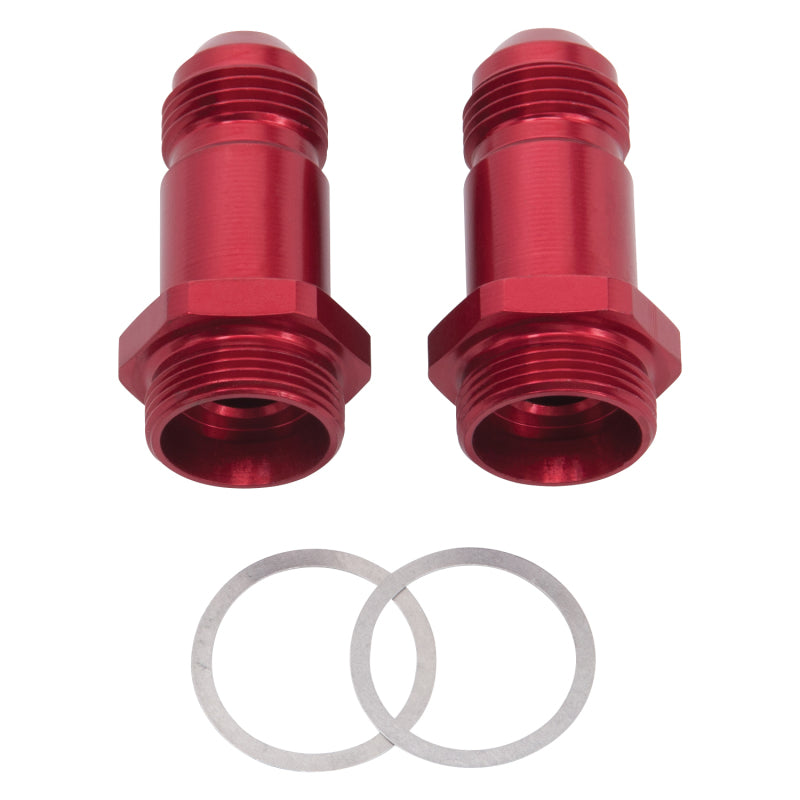 Russell -6 AN Holley Dual Feed Carb Adapter Fitting (Red Finish) 640210 Photo - Primary