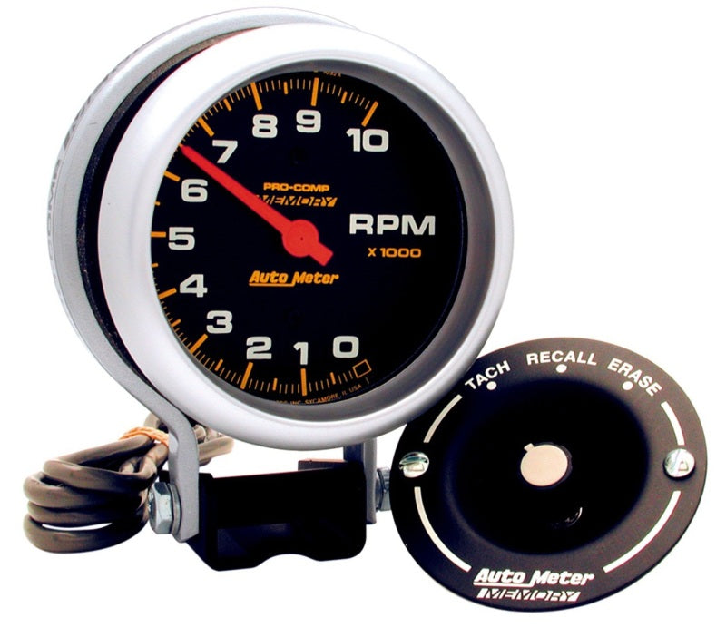 Autometer Gauge, Tachometer, 3 3/4", 10k RPM, Pedestal /Peak Memory, Pro-Comp 6601 Photo - Primary