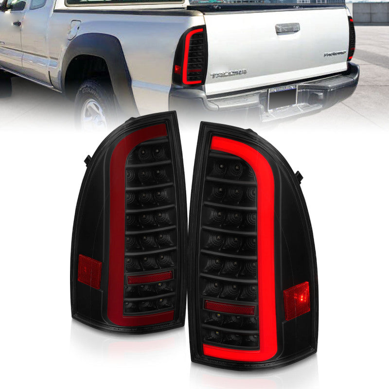 ANZO 05-15 Toyota Tacoma Full LED Tail Lights w/Light Bar Sequential Black Housing Smoke Lens 311428 311428 Photo - Primary