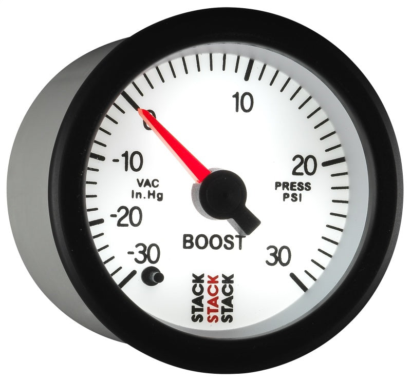 Autometer Stack 52mm -30INHG to +30 PSI (Incl T-Fitting) Pro Stepper Motor Boost Press Gauge - White ST3362 ST3362 User 6