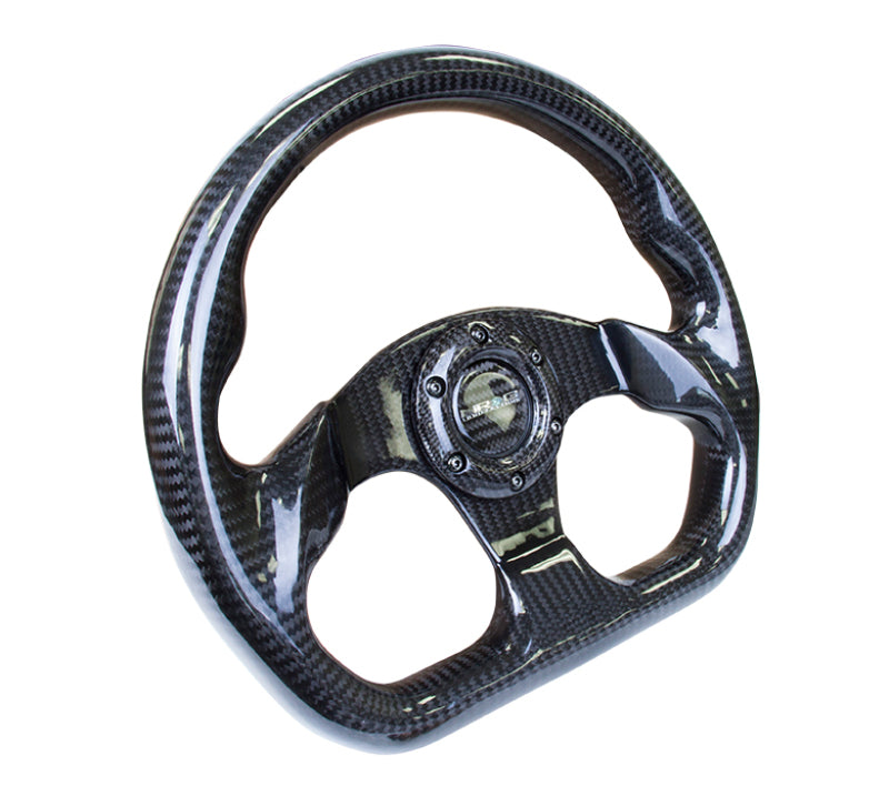 NRG Carbon Fiber Steering Wheel (320mm) Flat Bottom w/Shiny Black Carbon ST-009CF/BK ST-009CF/BK Photo - Primary