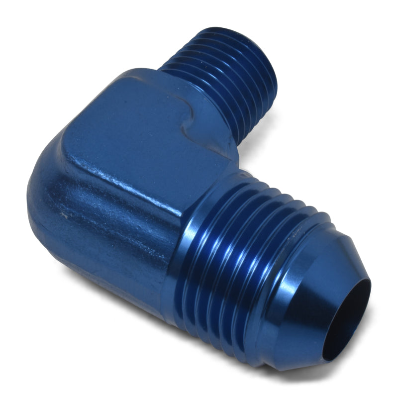 Russell Performance -8 AN to 1/4in NPT 90 Degree Flare to Pipe Adapter (Blue) 660850 660850 Photo - out of package