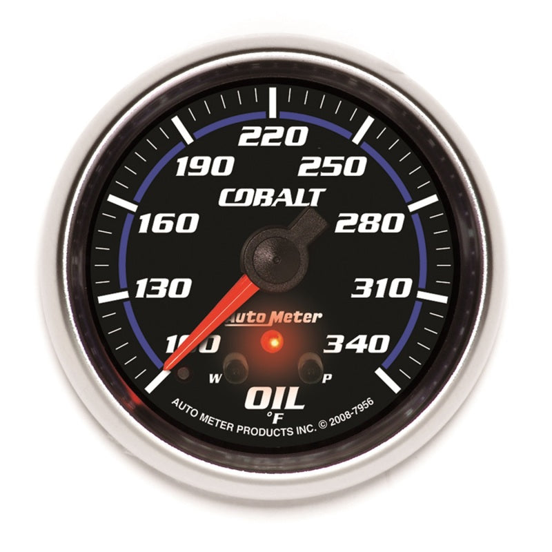 AutoMeter Gauge Oil Temp 2-5/8in. 340 Deg. F Stepper Motor W/ Peak & Warn Cobalt 7956 7956 Photo - Primary
