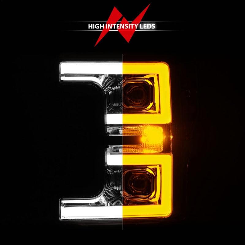 ANZO 17-19 Ford F-250/350/450 SD (w/o Factory LED HL) LED Proj Headlights w/Light Bar Switchback Chr 111578 111578 Photo - Unmounted