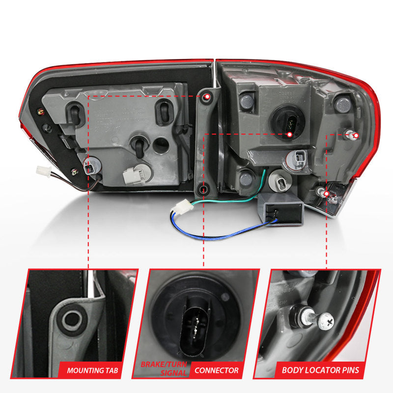 Anzo 2014-2016 Jeep Grand Cherokee LED Taillights Red/Clear 311268 Photo - Unmounted