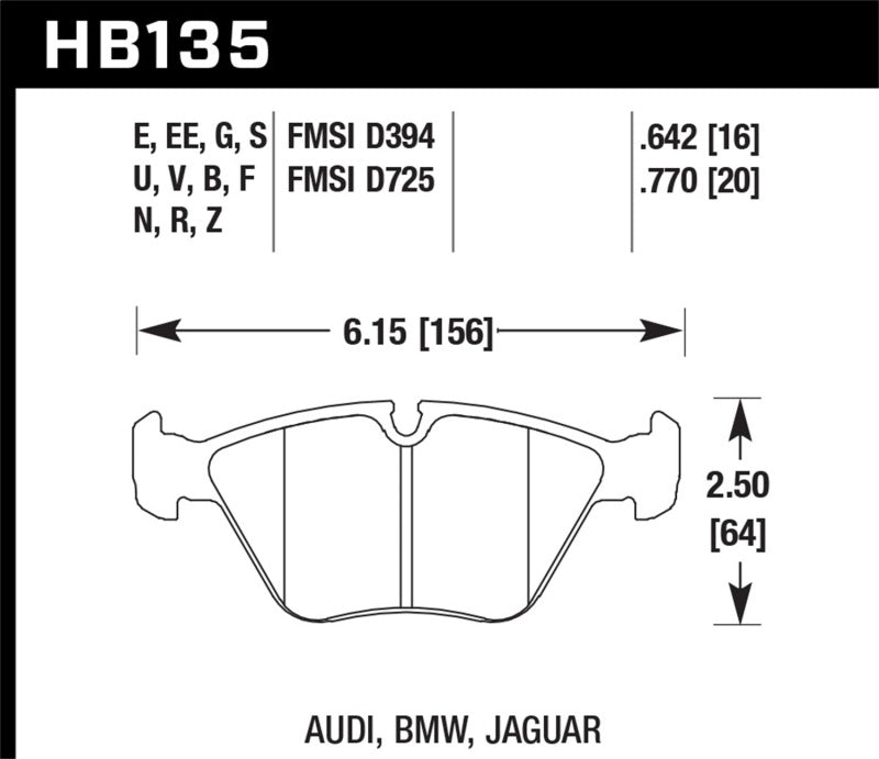Hawk 1989-1995 BMW 525i HPS 5.0 Front Brake Pads HB135B.760 Photo - Primary