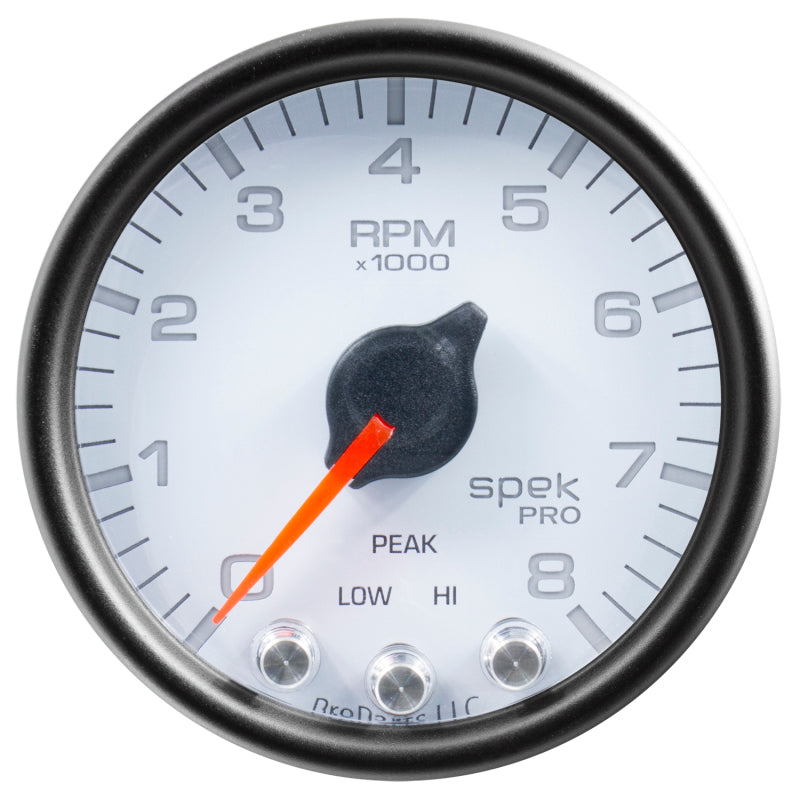 Autometer Spek-Pro Gauge Tach 2 1/16in 8K Rpm W/ Shift Light & Peak Mem Wht/Blk P33412 P33412 User 2