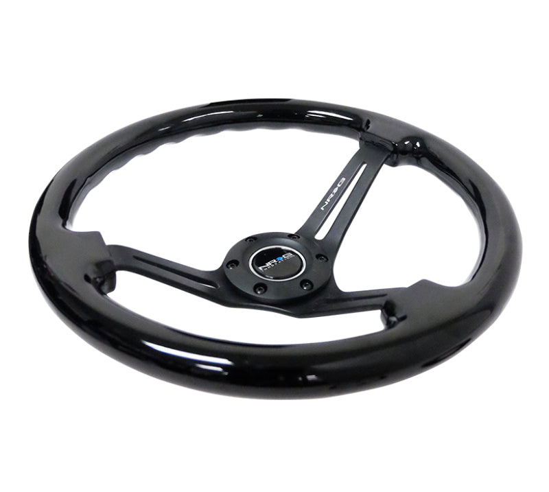 NRG Reinforced Classic Wood Grain Wheel, 350mm, 3 spoke Slotted Center RST-018BK-BK Photo - Primary
