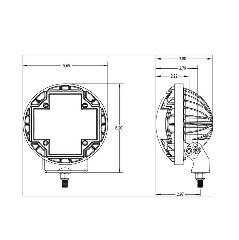 ARB Nacho 5.75in Offroad TM5 Combo White LED Light Set TM512 TM512 Technical Drawing
