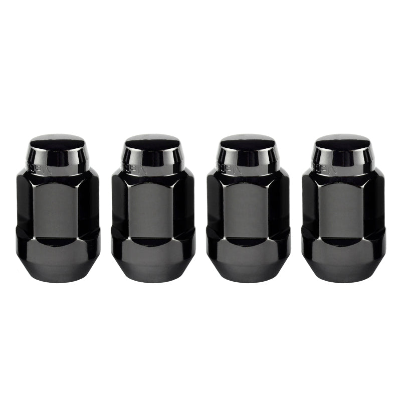 McGard Hex Lug Nut (Cone Seat Bulge Style) 1/2-20 / 3/4 Hex / 1.45in. Length (4-pack) - Black 64029 64029 Photo - out of package