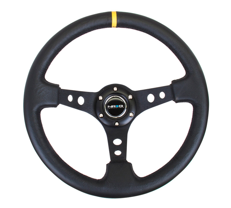 NRG Steering Wheel 350mm Sport 3" Deep Black Spoke Yellow Center Mark RST-006BK-Y Photo - Primary