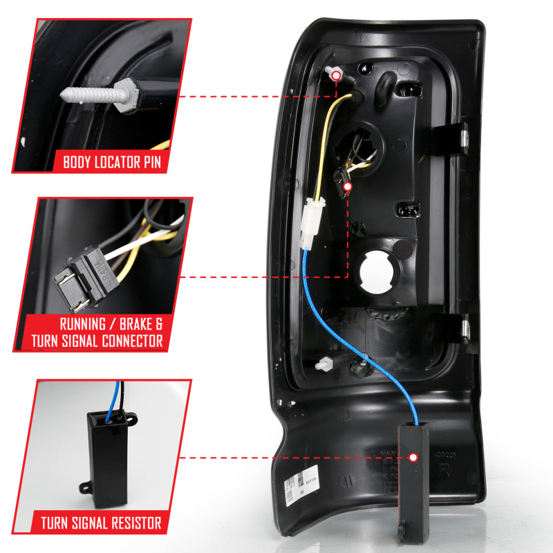 ANZO 1994-2001 Dodge Ram 1500 LED Taillights Plank Style Chrome w/ Clear Lens 311341 311341 Photo - Unmounted