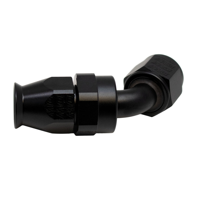 DeatschWerks 8 AN Female Flare Swivel 60-Degree Hose End PTFE - Anodized Matte Black 6-02-0874-B 6-02-0874-B Photo - Primary