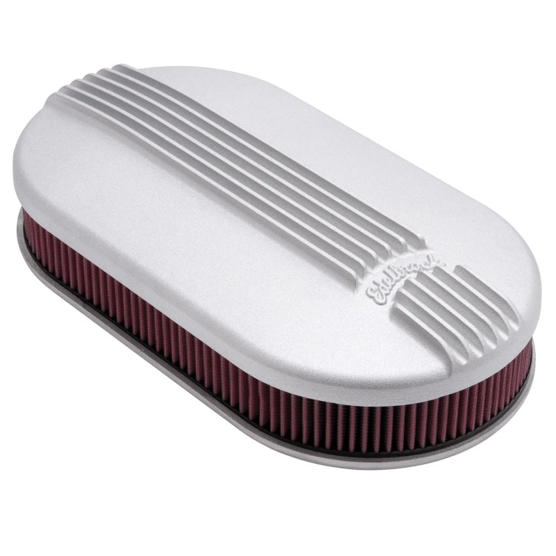 Edelbrock Air Cleaner, Classic Series, Oval, Aluminum Top, Cloth Element, 17.5 " 41199 Photo - Unmounted