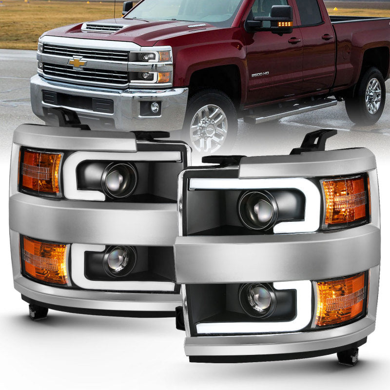 Anzo 2015-2016 Chevrolet Silverado Projector Headlights w/ Plank Style Desi 111359 Photo - Primary