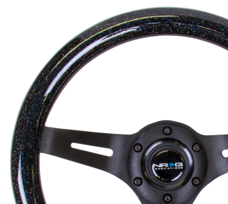 NRG Classic Wood Grain Steering Wheel (310mm) Black Sparkle w/Blk 3-Spoke Center ST-310BSB-BK ST-310BSB-BK Photo - Primary