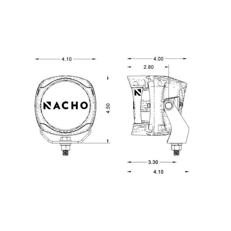 ARB NACHO Quatro Flood 4in. Offroad LED Light - Pair PM451 PM451 Technical Drawing