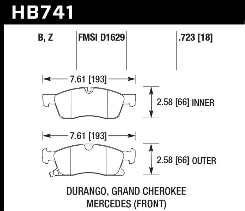 Hawk 13-15 Mercedes-Benz GL350/450 12-15 ML350 2015 ML250 HPS 5.0 Front HB741B.723 Photo - Primary
