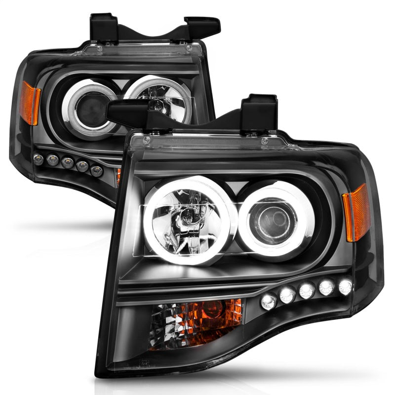 Anzo 2007-2014 Ford Expedition Projector Headlights w/ Halo Black 111113 Photo - Unmounted
