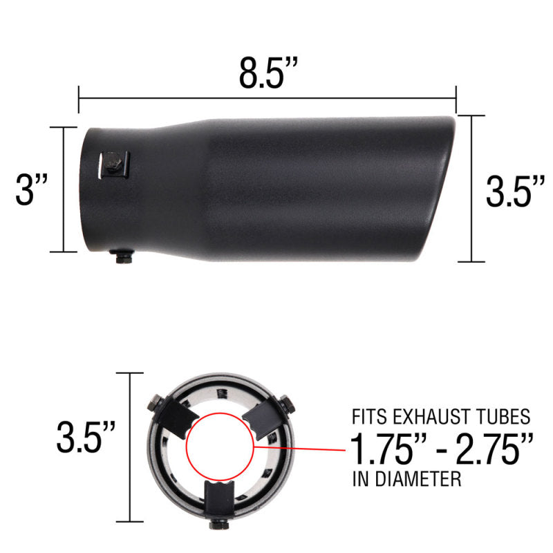 Spectre Exhaust Tip 3-1/2in. OD / Slant - Black 22360 22360 Technical Drawing