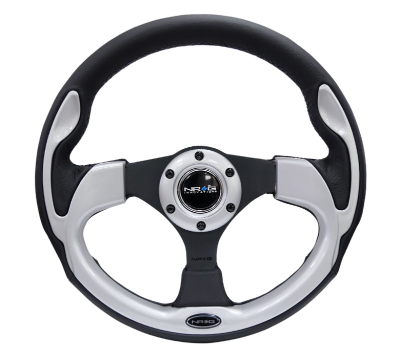 NRG Reinforced Steering Wheel- 320mm Sport Steering Wheel w/ Silver Trim 10TCU RST-001SL Photo - Primary