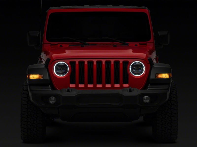 Raxiom 18-23 Jeep Wrangler JL Axial Series 9-In Angel Eye LED Headlights- Blk Housing (Clear Lens) J171705 J171705 Photo - Close Up