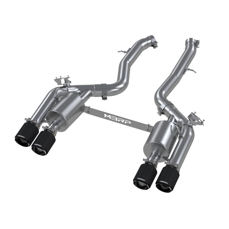 MBRP 18-22 BMW M2 Competition 3.0L T304 SS 3in Resonator-Back Exhaust Quad Rear w/ Carbon Fiber Tips S45023CF S45023CF Photo - Primary
