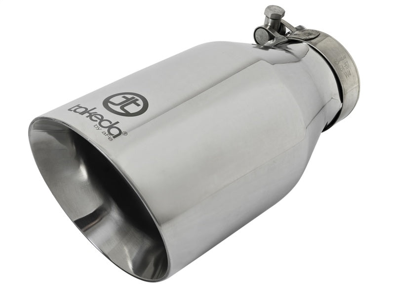 aFe Takeda 304 Stainless Steel Clamp-On Exhaust Tip 2.5in. Inlet / 4.5in. Outlet / 9in. L - Polished 49T25454-P09 49T25454-P09 Photo - Primary