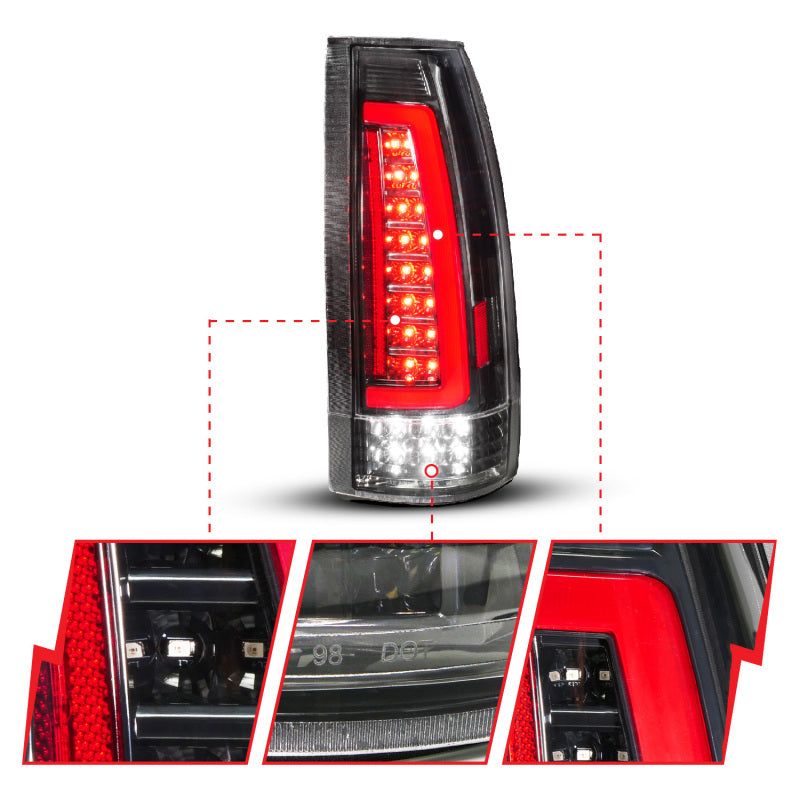 ANZO 88-99 Chevy/GMC C/K1500/2500/3500 Full LED Light Tube Taillights Black Housing Clear Lens 311485 311485 Photo - Unmounted