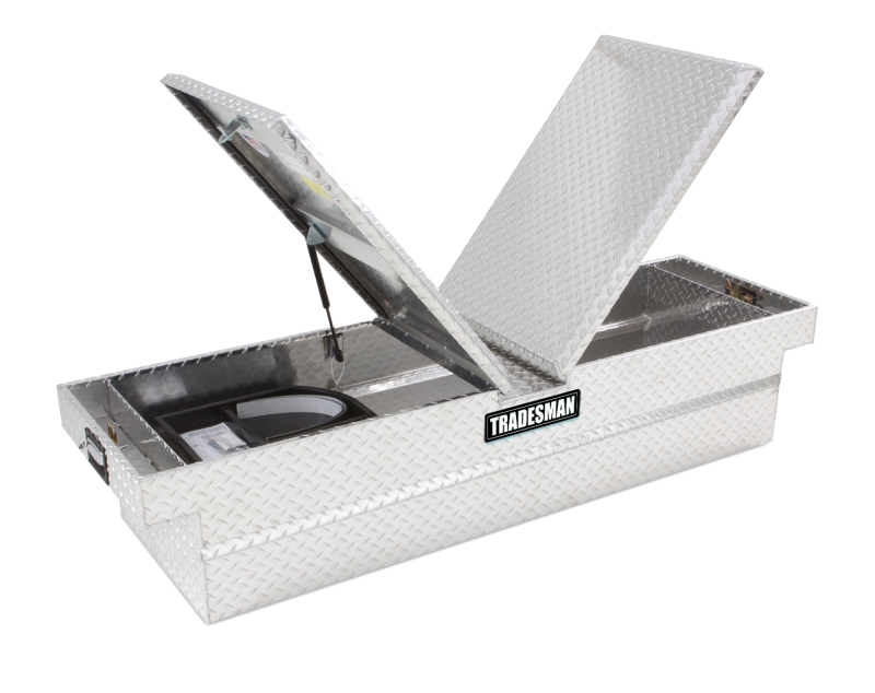 Tradesman Aluminum Gull Wing Cross Bed Truck Tool Box w/Push Button (70in.) - Brite 9150PB 9150PB User 1