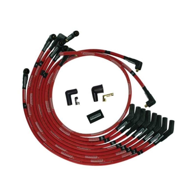 Moroso SB Ford 351W 135 Deg Plug Boots Non-HEI Sleeved Ultra Spark Plug Wire Set - Red 52573 52573 User 1