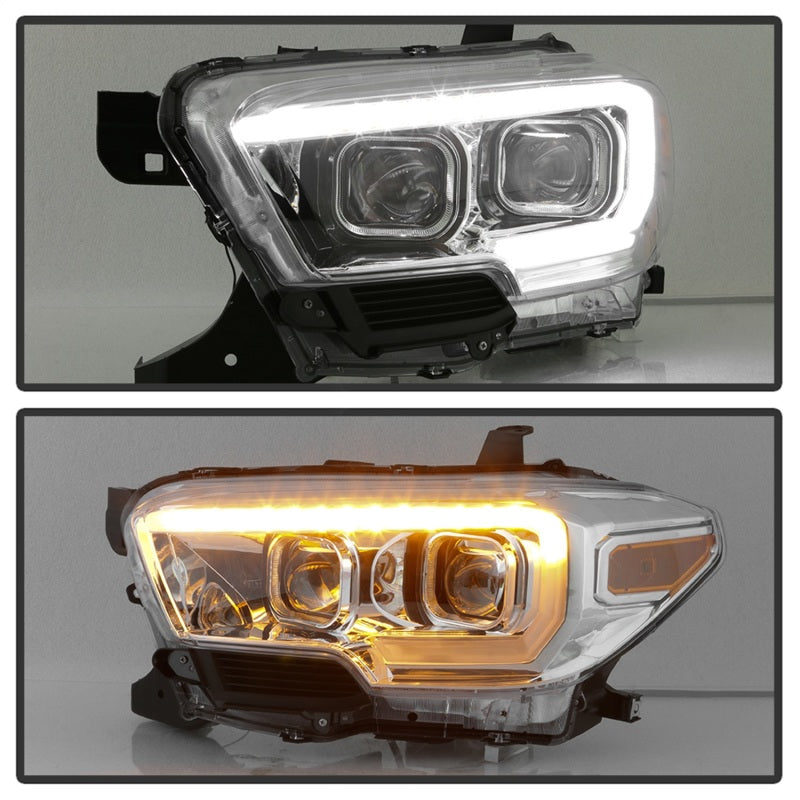 SPYDER xTune 16-18 Toyota Tacoma SR/SR5 DRL Proj Headlights w/Turn Signal - Chrm (PRO-JH-TTA16-SR-C) 9043017 9043017 Photo - Unmounted