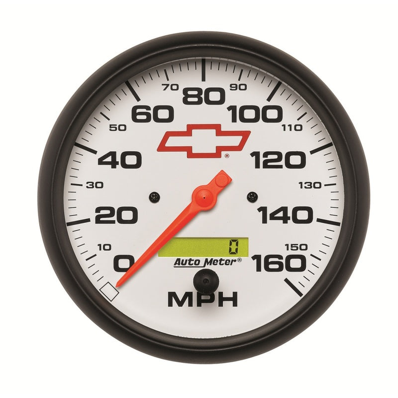 AutoMeter Gauge Speedometer 5in. 160MPH Elec. Programmable Chevy Red Bowtie White 5889-00406 5889-00406 Photo - Primary