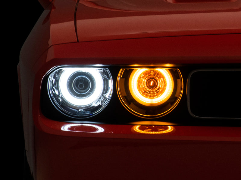 Raxiom 08-14 Dodge Challenger Dual LED Halo Projector Headlights- Black Housing (Clear Lens) CH3684 CH3684 Photo - Close Up